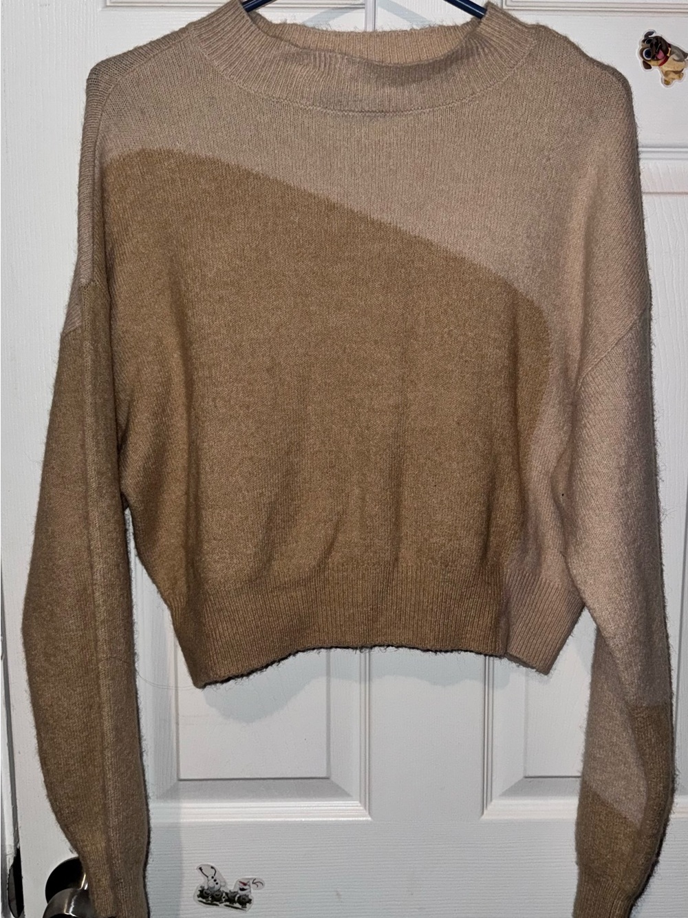 Forever 21 Two-Tone Beige and Tan Crewneck Sweater